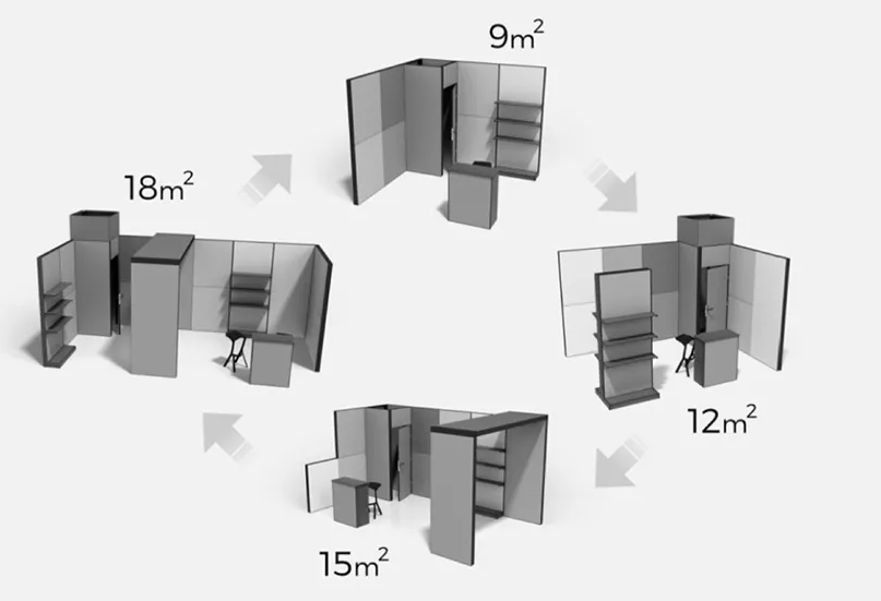 Modularität des Messestandsystems